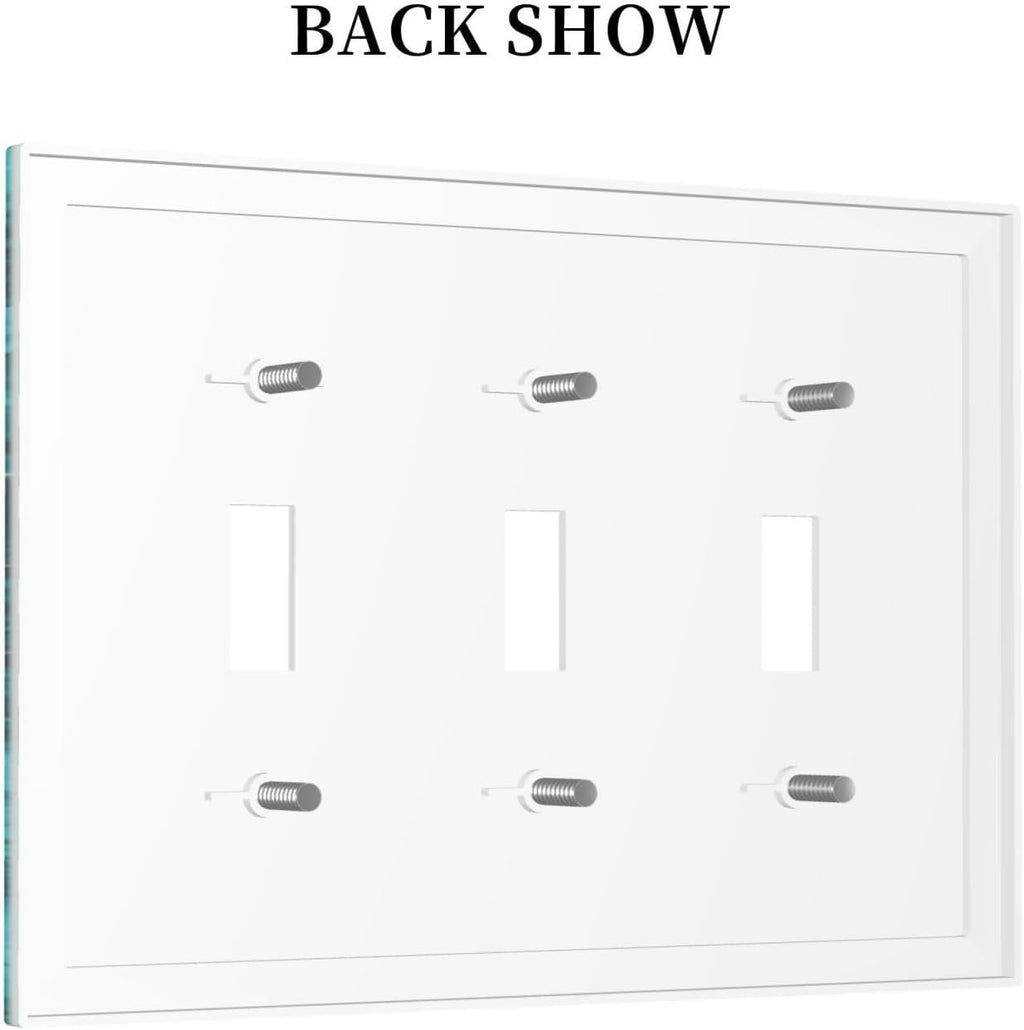 Decorative Light Switch Plate Covers Modern Abstract Turquoise Blue Marble Texture 3 Gang Artistic Wall Plate Unique Triple Toggle Light Switch Covers for Bathroom Home Decor