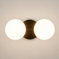 Black Bathroom Vanity Light Fixtures: Modern Wall Scones With 2 Milk Glass Shades - Globe Makeup Lighting Fixture over Mirror - Brass Ball Powder Room Vanities Lights for Hallway Bedroom Bulb Excluded
