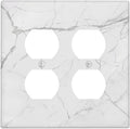 Outlet Covers White Grey Abstract Modern Marble 2 Gang Double Duplex Decorative Light Switch Covers Electrical Wallplates Socket Faceplate for Bathroom Kitchen Decor