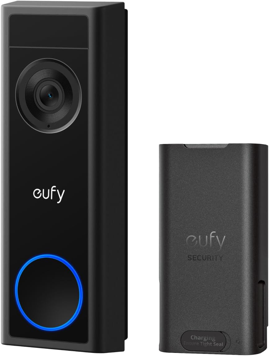 eufy Security Video Doorbell Camera C31,Extra Rechargeable Battery Pack,2K FHD,Dual Power Options,Live Video Call,24/7 Recording,Human and Motion Detection,HomeBase S380 Compatible,No Monthly Fee