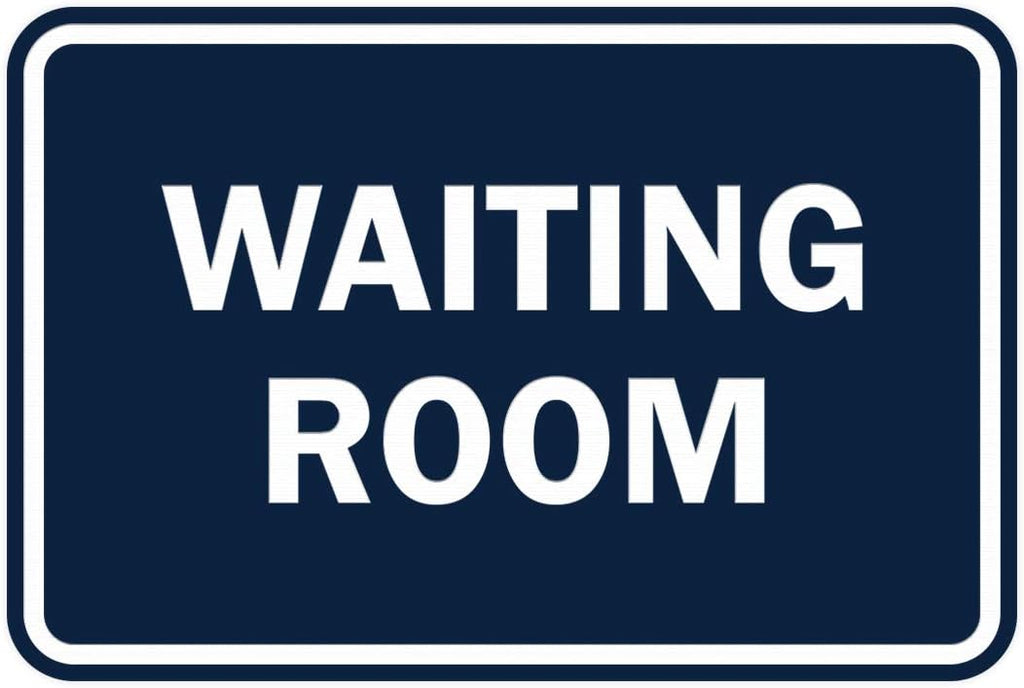 Signs ByLITA Classic Framed Waiting Room (Navy Blue/White) - Small 2 Pack