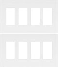 LIDER Matte Finish Quadruple Decorator Switch Cover, Screwless Wall Plate, Mid-Size 4-Gang 4.88" x 8.58", Polycarbonate Thermoplastic, UL Listed, LSWP-34M-W2P, White, 2 Pack