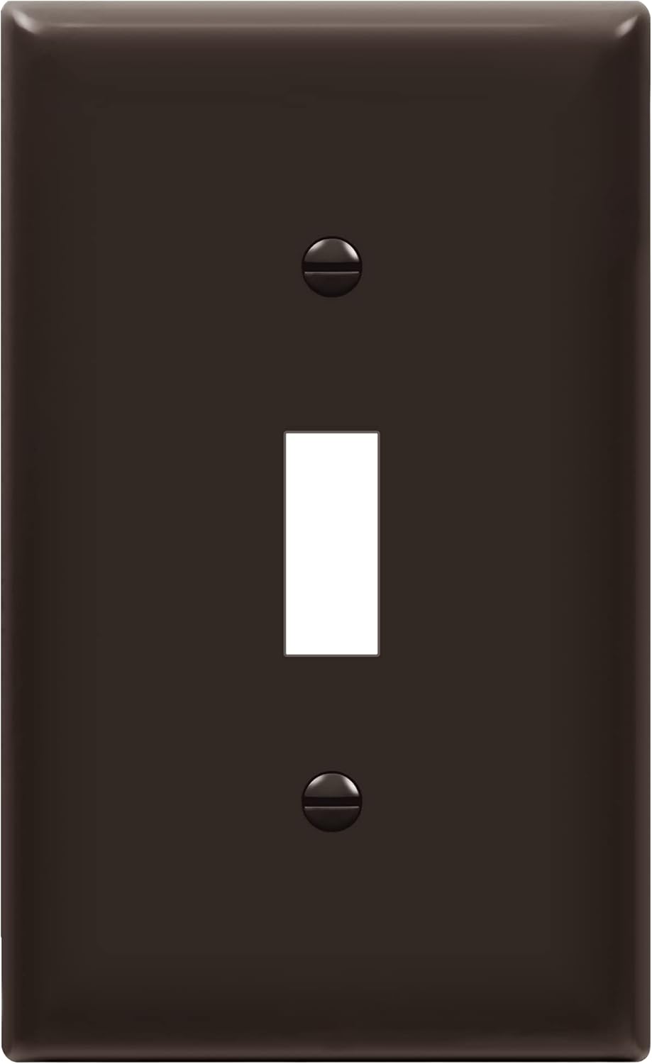 ENERLITES Toggle Light Switch Wall Plate, Gloss Finish, Size 1-Gang 4.50" x 2.76", Unbreakable Polycarbonate Thermoplastic, 8811-BR, Brown, Standard