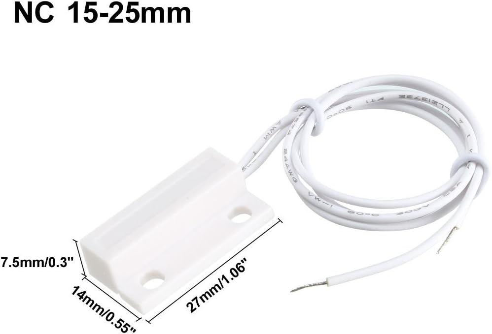 uxcell Surface Mount Wired NC Door Sensor Alarm Magnetic Reed Switch White MC-38