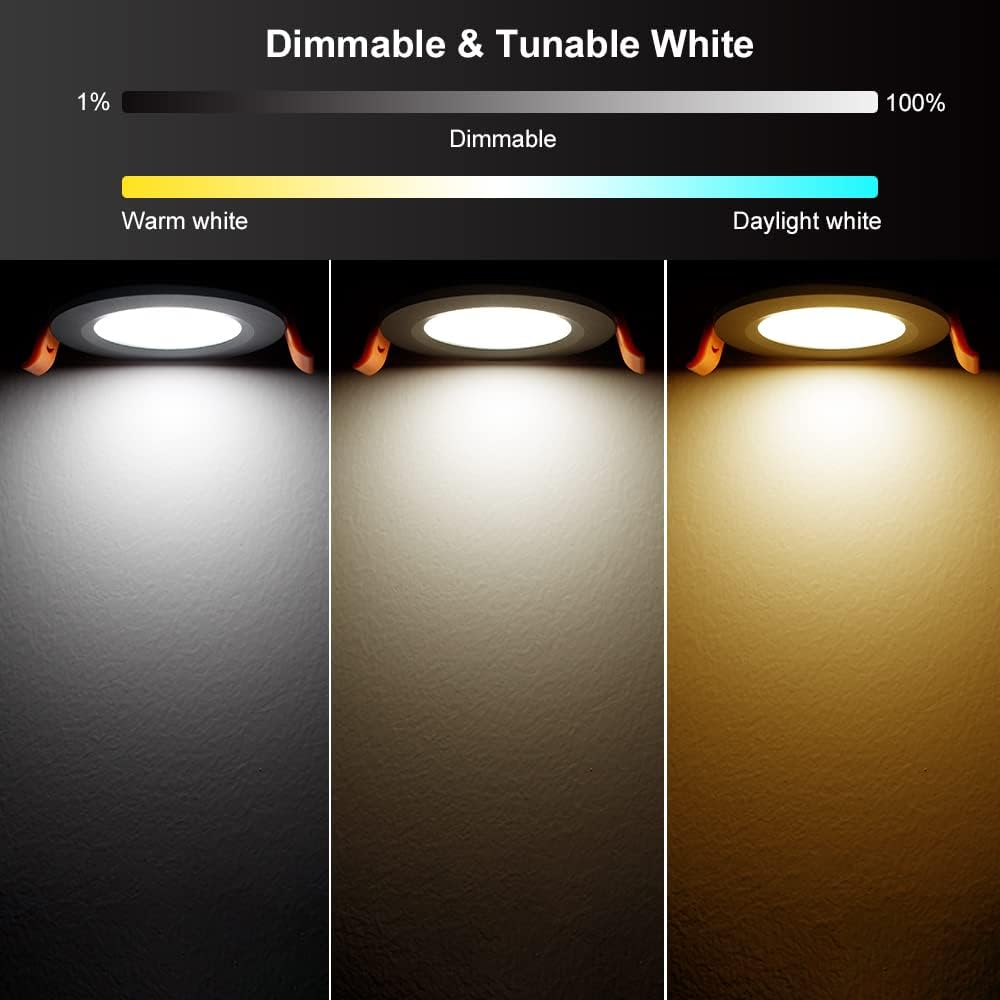 YGS-Tech Smart 2 Inch Recessed Lighting, WiFi LED Downlight 5W 120V, Compatible with Alexa and Google Home, Dimmable RGB & CCT 2700-6500K, Black Trim, LED Ceiling Light with Driver (4 Pack)