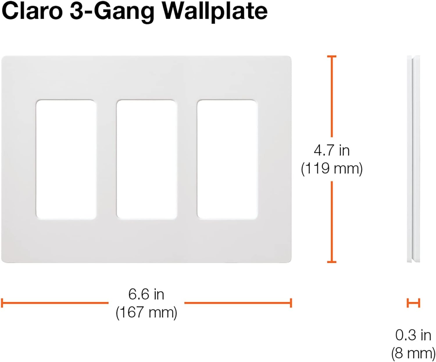 Lutron Claro 3 Gang Decorator/Rocker Wallplate, Gloss, White (1-Pack) | CW-3-WH (Pack of 2)