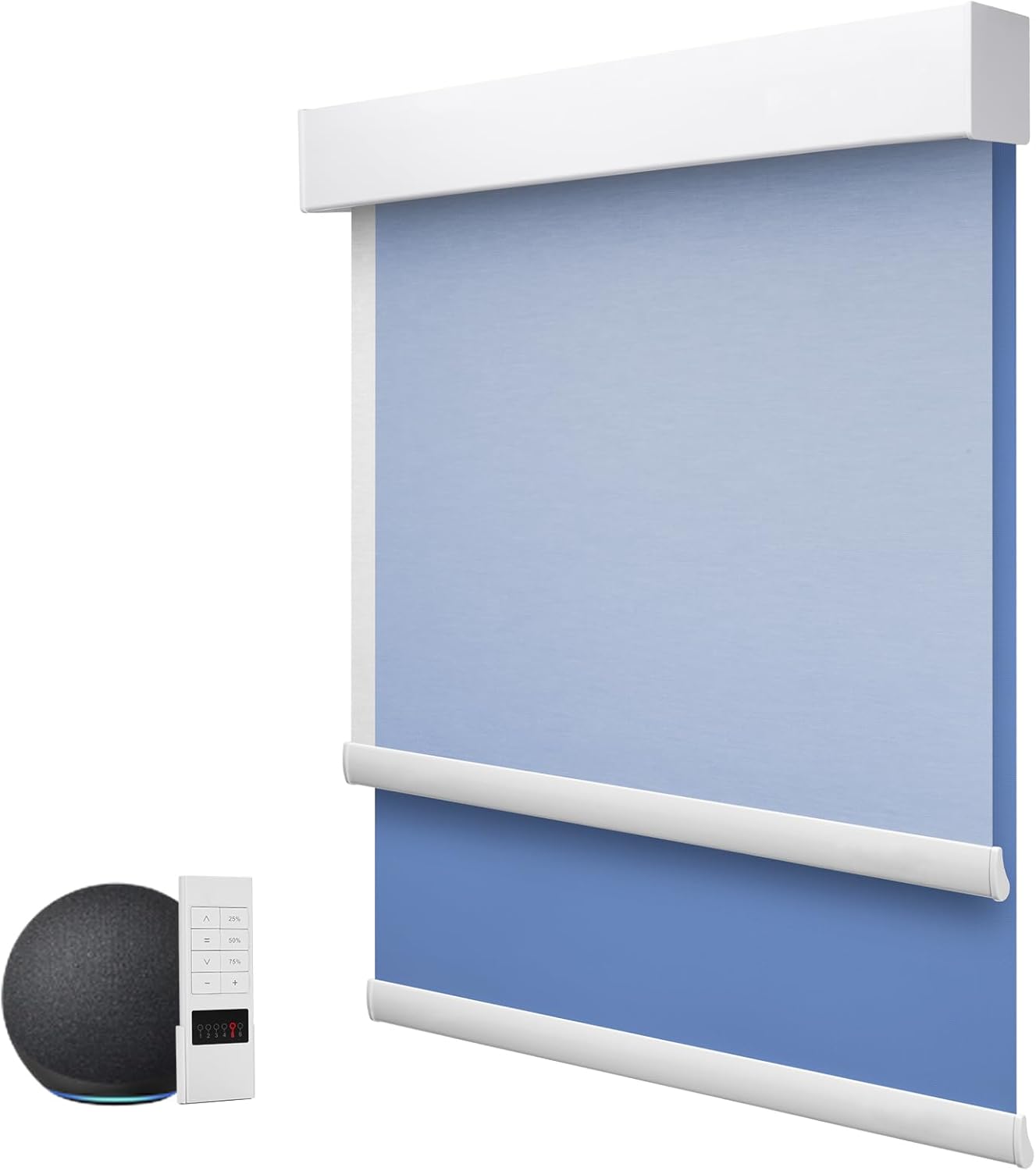 ZSTARR Motorized Day and Night Dual Smart Blind for Window with Valance Rechargeable Motor,Blackout Roller Shade Custom Size,with Valance Suitable for Home,Office (Full Blackout Dark Blue)