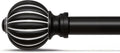 Black Curtain Rods for Windows 72 to 144 Inch, 1'' Adjustable Heavy Duty Curtain Rod，Vintage Decorative Drapery Rods with Pumpkin Finials for Bedroom Living Room