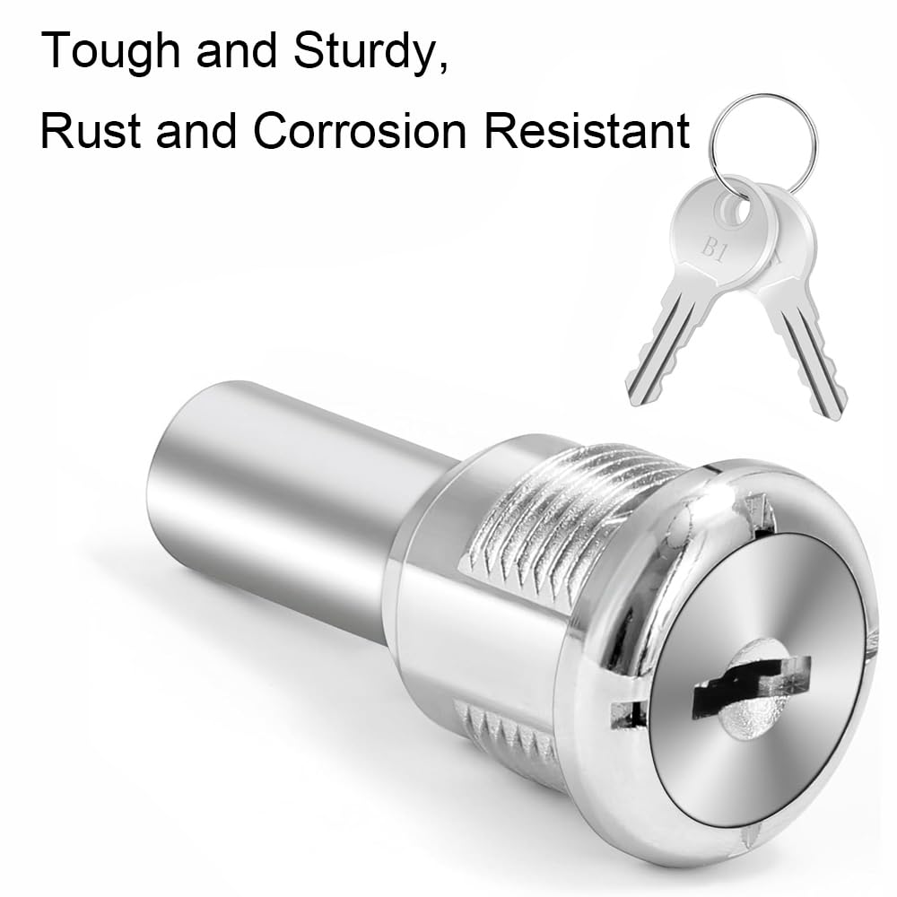 1 Set Vending Machine Cylinder Lock (1 Lock + 2 Keys), Silver Metal Tubular Lock for Gumball/Candy/Capsule Toy Machines & Storage Units