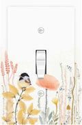 Decorative Light Switch Cover Colorful Floral Watercolour Cuddly Bird 1 Gang Single Toggle Device Electrical Faceplate Switchplates Decorator Outlet Wall Plate For Bed Room Living Room