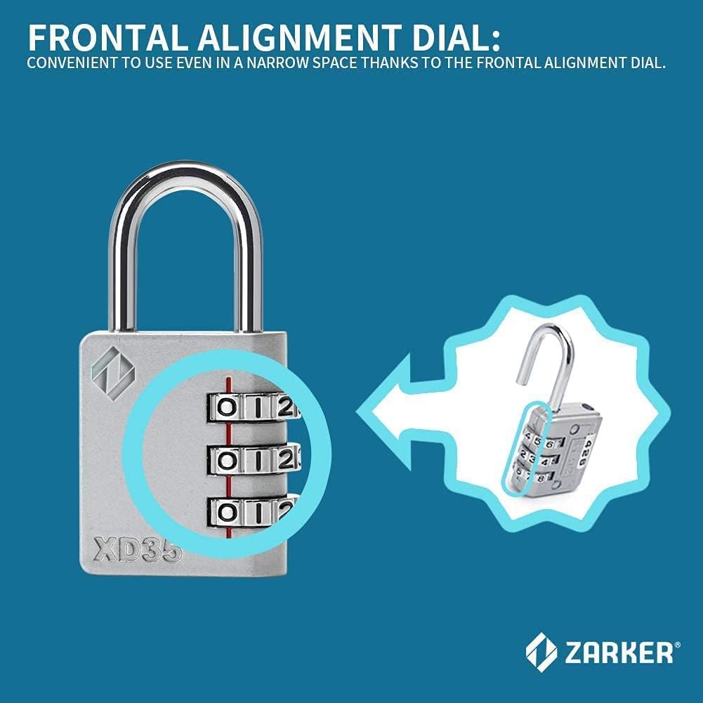 XD35 Combination Lock, 3-Digit Padlock for School Gym Sports LockerLock, Fence, Toolbox, Case, Hasp Storage (2-Pack, Emerald, Blue)