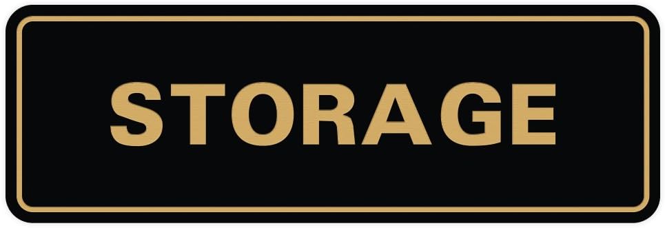 Standard STORAGE Door/Wall Sign - Black/Gold - Large (1 Pack)