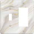 White Grey Gold Marble Simple Tiles Outlet Covers 1 Toggle 1 Rocker Combination Decorative Wall Plate Electrical Switch Plates Light Switch Cover Plate for Bathroom Kitchen Decor