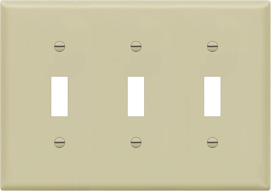 ENERLITES Toggle Light Switch Wall Plate, Gloss Finish, Size 3-Gang 4.50" x 6.38", Unbreakable Polycarbonate Thermoplastic, 8813-I, Ivory