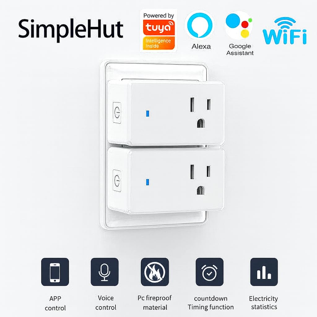 Compact Smart Plug, Works with Alexa & Google Assistant, Smart Life App & Voice Control, Energy Monitoring, Timer Scheduling, No Hub Required, App Remote Control, 2.4 GHz WiFi Outlet, 4-Pack