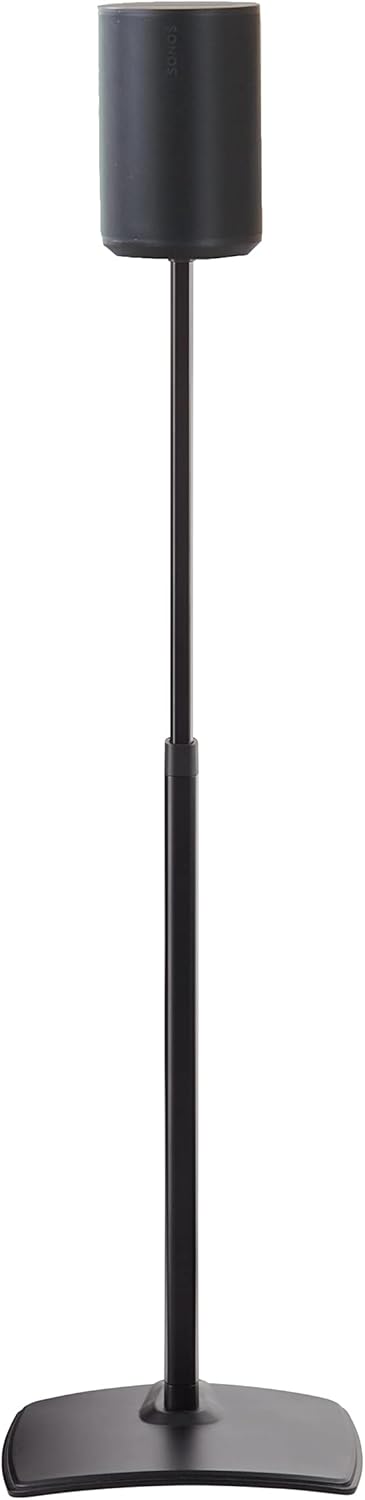 Sanus Speaker Stand for Sonos Era 100 Speakers - Height Adjustable Single Stand w/Easy 3 Step Install - Includes Rubber Feet & Carpet Spikes - Black