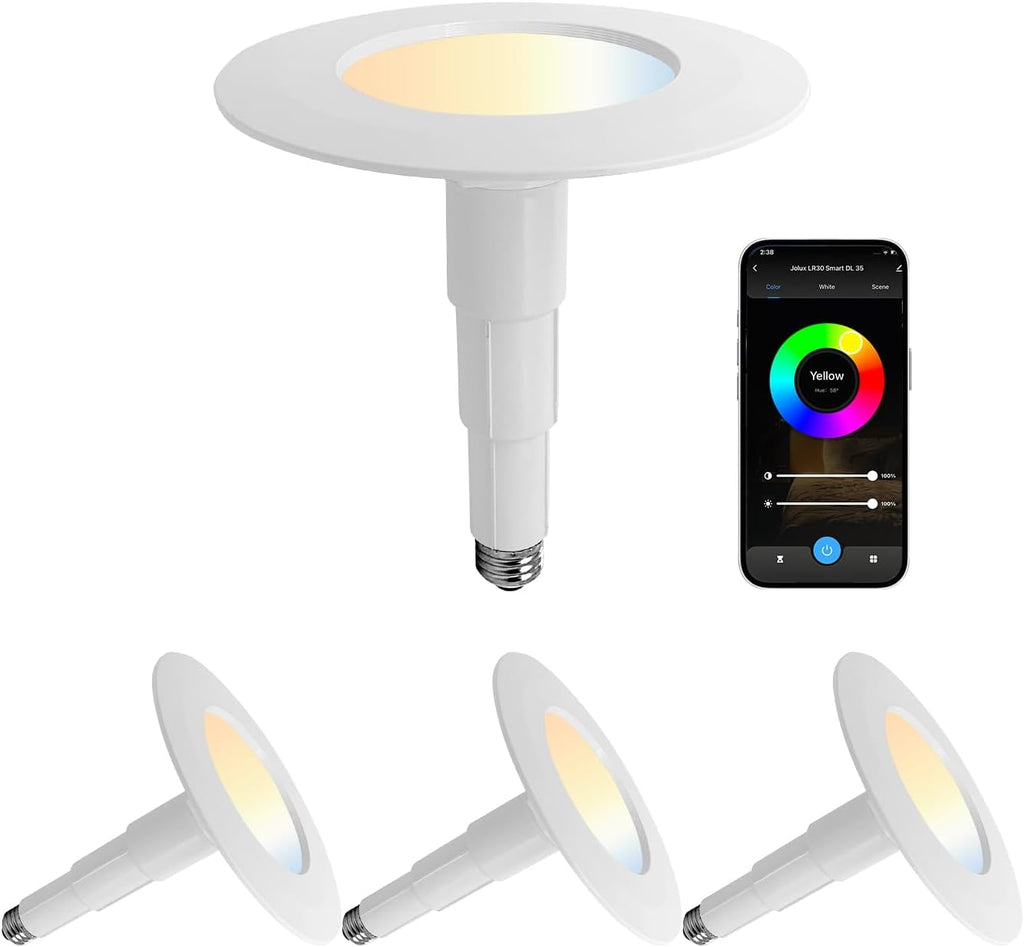 Jolux Smart LED Recessed Lighting 6 Inch RGBCW Color Changing, 12W 800LM LED Downlight, Alexa Google Assistant Compatible, 4Pack