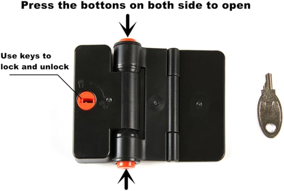 Refrigerator Adhesive Locks Double Button Fridge Door Lock with Key, Child Proof Freezer Cooler Door Lock, Child Baby Safety File Drawer Lock and Cabinet Locks (Black, 2)
