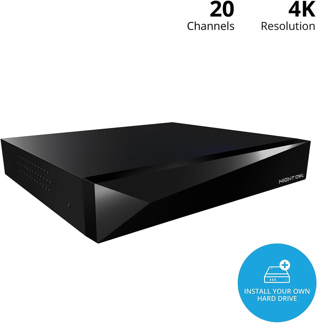 Night Owl 2-Way Audio 20 Channel 4K Video Home Security DVR with Customizable Storage (Add up to 20 Total Cameras)