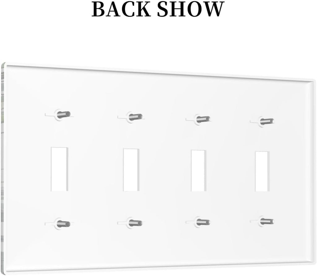 Light Switch Covers Sage Plant Red Mushroom Butterfly Wild Flower Quad Toggle Electrical Faceplate 4 Gang Wall Plate Decorative Switch Plates For Bed Room Kids Room Decor