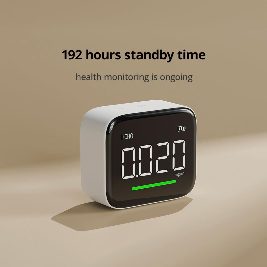 Formaldehyde Detector, Dual Platinum Sensor 0.001mg/m³ Accuracy, 4-in-1 Air Quality Monitor for HCHO/Hum/Temp with LED Display, USB-C Rechargeable for Office, Home, Nursery