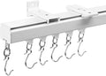 Aluminum 3 ft–6 ft Ceiling Curtain Track Set with 3 Types of Hooks, Adjustable Ceiling/Wall Mount Room Divider Curtain Rail System, White