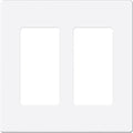 EMITEVER 2-Gang Screwless Decorator Wall Plate Cover for Receptacle Outlet & Light Switch, Standard Size 4.53"H x 4.53"W, Unbreakable Thermoplastic Faceplate, UL Listed, Matte White 1-Pack