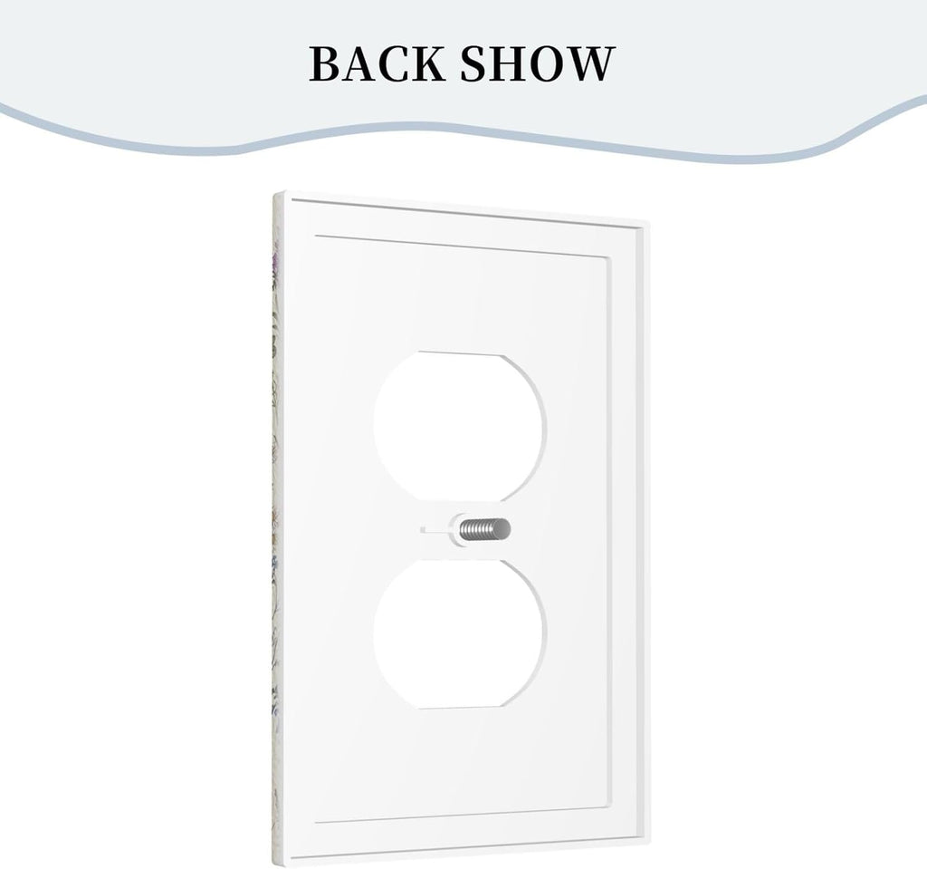 Decorative Switchplate Covers Beige Background Boho Red Flowers Plant Leaf Single Duplex Wall Plate Covers Light Switch Cover 1 Gang Outlet Plate Electrical Faceplate for Country Bedroom Decor