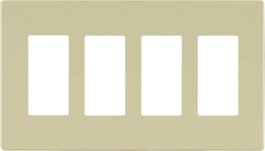 LIDER Matte Finish Decorator Switch Cover, Screwless Wall Plate, Mid-Size 4-Gang 4.88" x 8.58", Unbreakable Polycarbonate Thermoplastic, UL Listed, LSWP-34M-I, Ivory