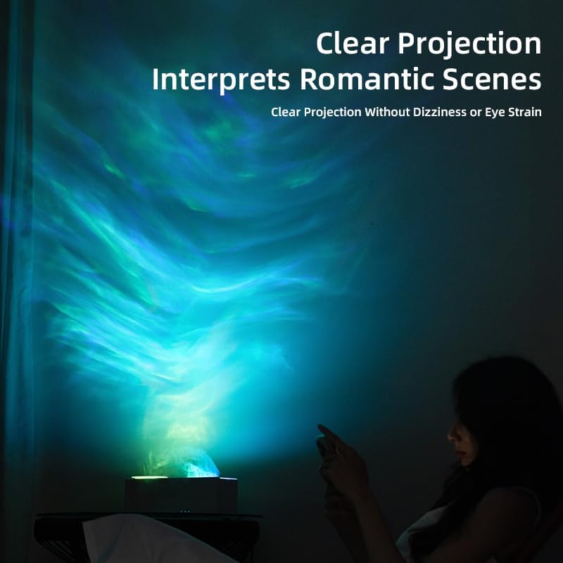 Essential Oil Diffuser, Ripple Projection Vibe Flame Oil Diffuser - Aromatherapy Aroma Humidifier, Upgrade 7 Flame Colors Noiseless 150ml Remote - Perfect for Bedroom Home Office (Ripple Black)
