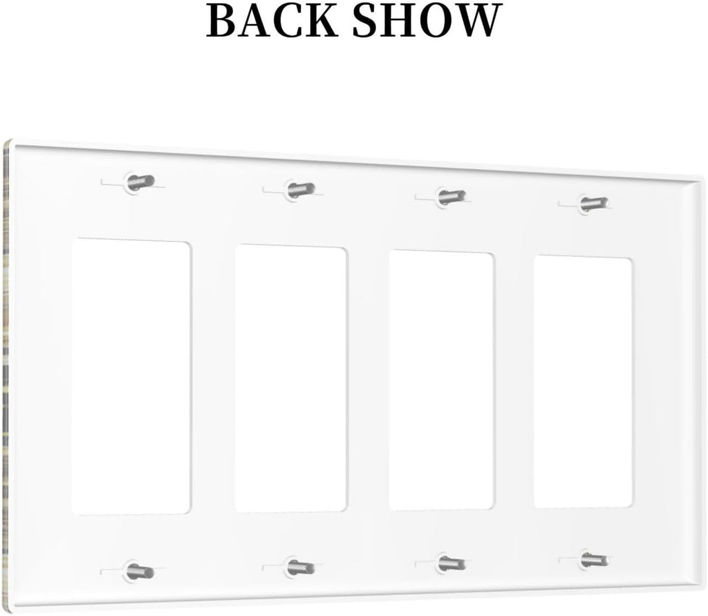 Gold Black Marble Geometric Plaid Glitter Wallplates 4 Gang Quad Rocker Decorative Light Switch Covers Electrical GFCI Faceplate Switch Plate for Bedroom Bathroom Decor