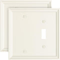 2-Pack Combo Blank/Toggle Light Switch Cover Plate, Light Almond Modern Decorative Electrical Outlet Covers, Bamboo Fiber Wall Switch Plates and Outlet Covers