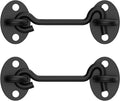 2 Pack Barn Door Latch Lock 3" Black Hook and Eye Latch with Screws, Rust-Resistant Metal Gate Latch for Window, Cabin Hooks, Sliding Door, Bathroom, Bedroom