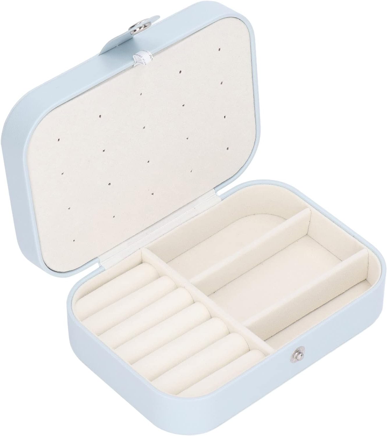 Jewelry Travel Case, Large Capacity Leather Jewelry Box, Multifunctional Travel Jewelry Organizer with 5 Necklace Hooks, 20 Earring Slots, 12 Ring Grooves, for Earrings Rings Brace