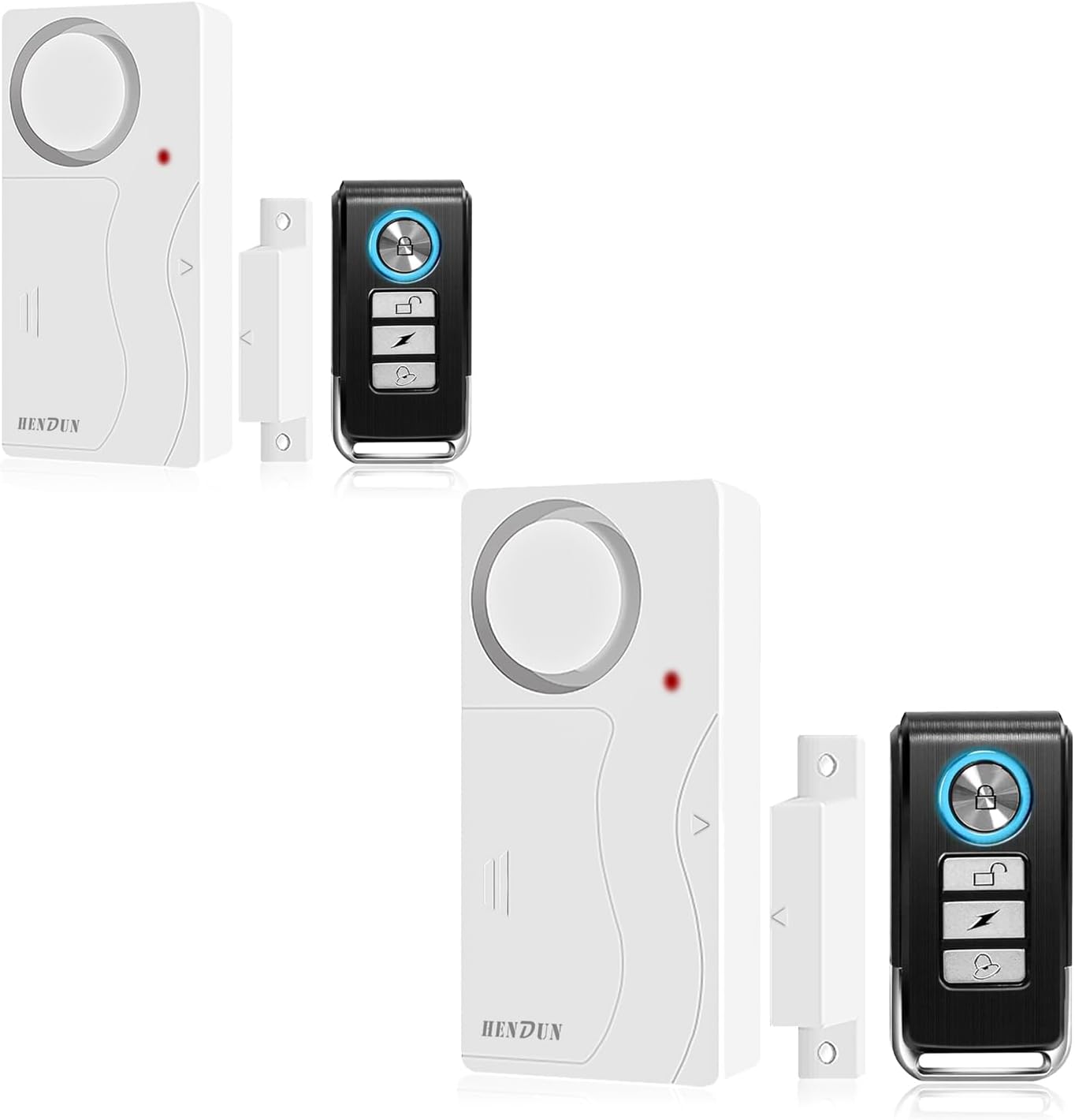 HENDUN Door Alarms When Opened with Remote, Door Bells Chimes, Door Security Sensor (2pack All Batteries Included)