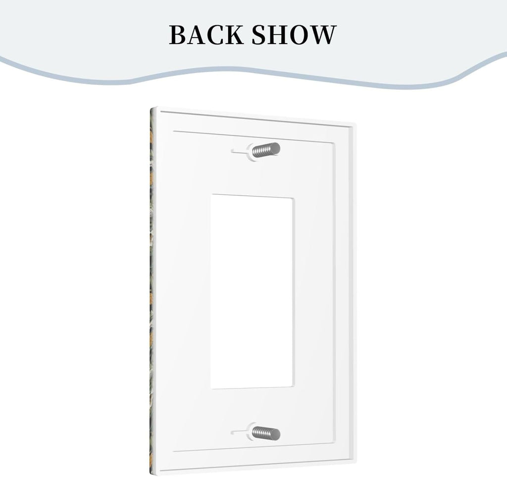Decorative Outlet Covers Rustic Green Leaf White Daisy Yellow Floral 1 Gang Rocker Light Switch Cover Plate Single Decora Light Switch Covers Wall Plate Faceplate for Bedroom Home Decor