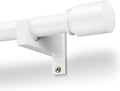 White Aluminium Curtain Rods for Windows,1 Inch Adjustable Curtain Rod 48 to 84 Inch,Heavy Duty Drapery Rods with Thicken Bracket,Modern Single Rod with Aluminium Finials