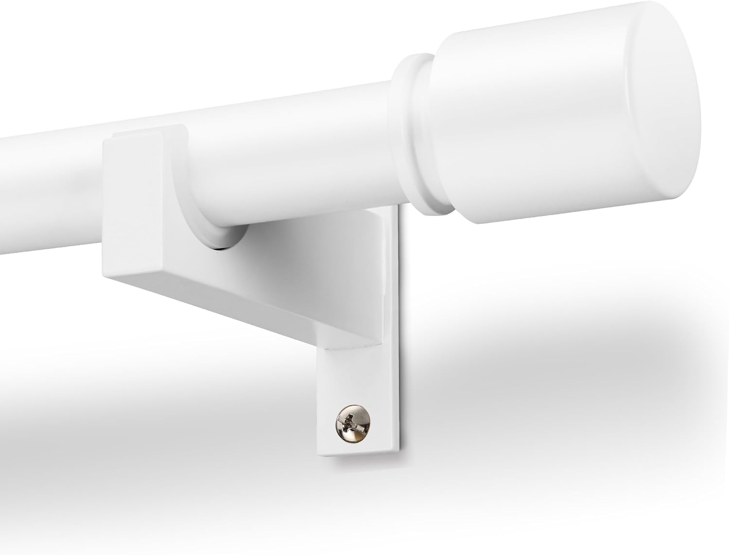 White Aluminium Curtain Rods for Windows,1 Inch Adjustable Curtain Rod 72 to 144 Inch,Heavy Duty Drapery Rods with Thicken Bracket,Modern Single Rod with Aluminium Finials