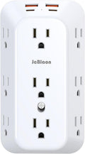 Outlet Extender Wall Charger with Multi Plug Adapter 9 AC Outlets 4 USB Charging Ports 1875W 1050J Surge Protector Power Strip Spaced Splitter for Home, Travel, Dorm Room Essentials