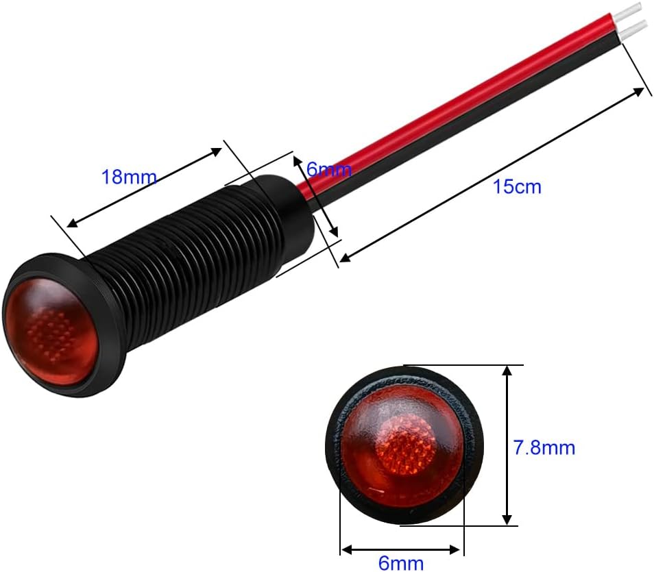 10pcs LED Plastic Indicator Pilot Light 110VAC Mounting Hole Size 6mm(Red)