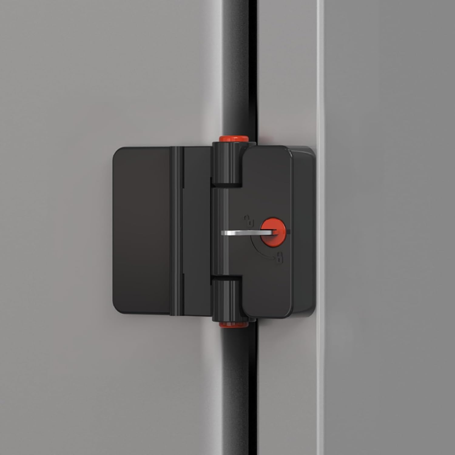 Refrigerator Adhesive Locks Double Button Fridge Door Lock with Key, Child Proof Freezer Cooler Door Lock, Child Baby Safety File Drawer Lock and Cabinet Locks (Black, 1)