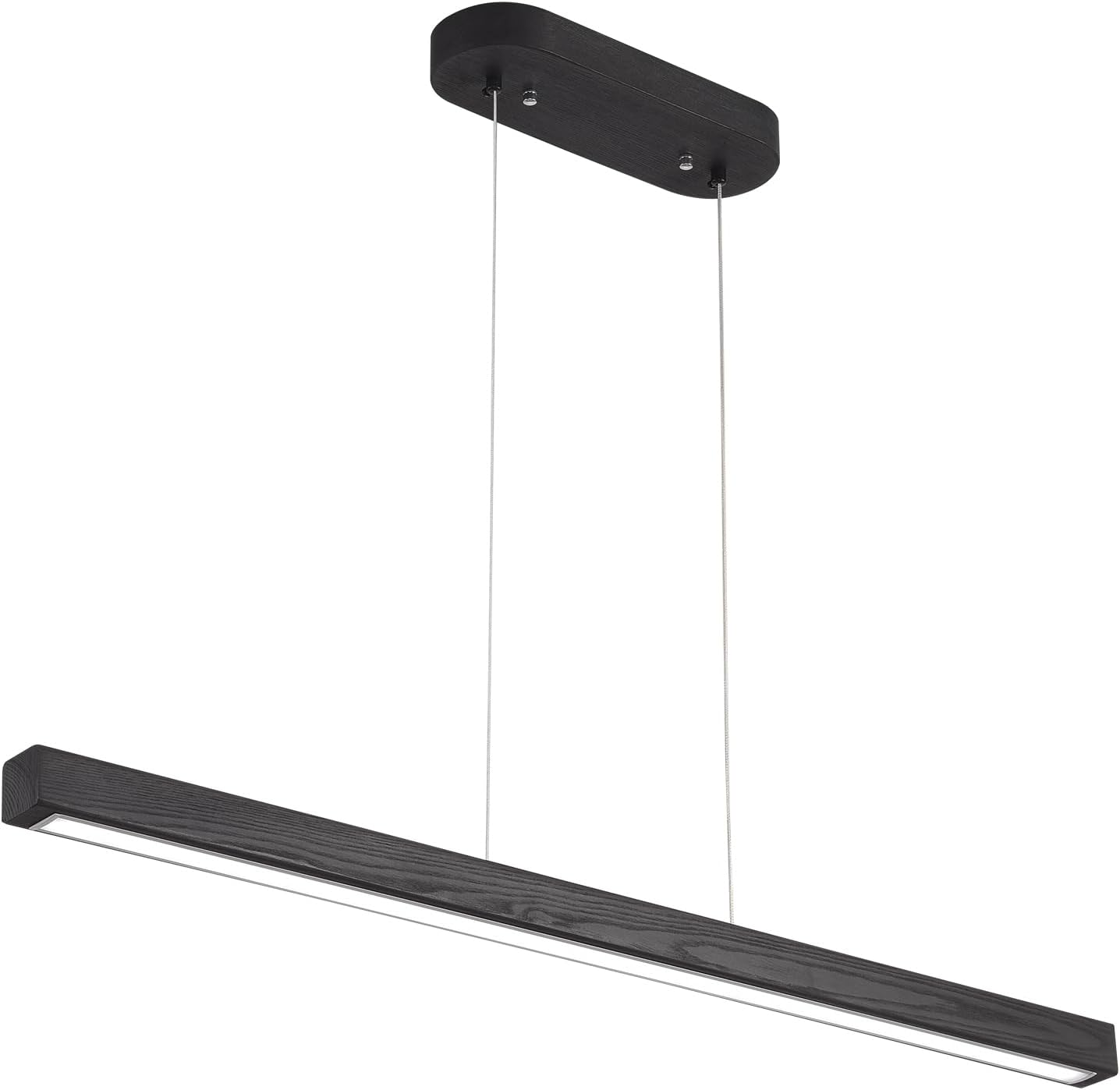 47" Black Linear Pendant Light Wooden Led Linear Pendant Light Fixtures Ceiling Hanging Dimmable Pendant Lights for Dining Room Kitchen Island Pool Table Lights Black Wood Finish