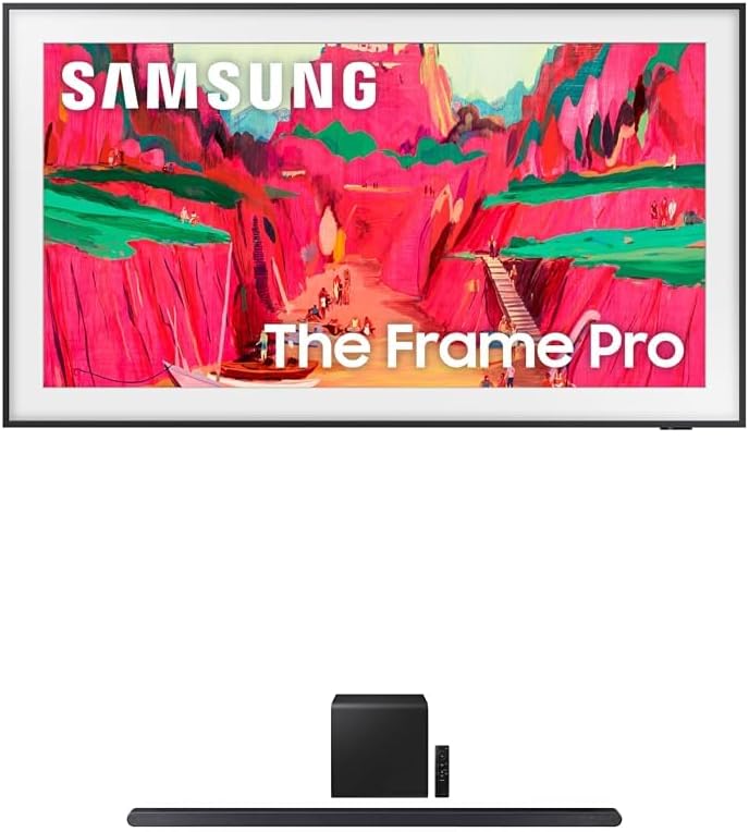 Samsung 75-Inch Class The Frame Pro LS03FW 4K Neo QLED Mini LED Smart TV (2025 Model) + SAMSUNG S800D 3.1.2ch Soundbar w/Wireless Dolby Atmos Audio, Ultra Slim Design, HW-S800D/ZA