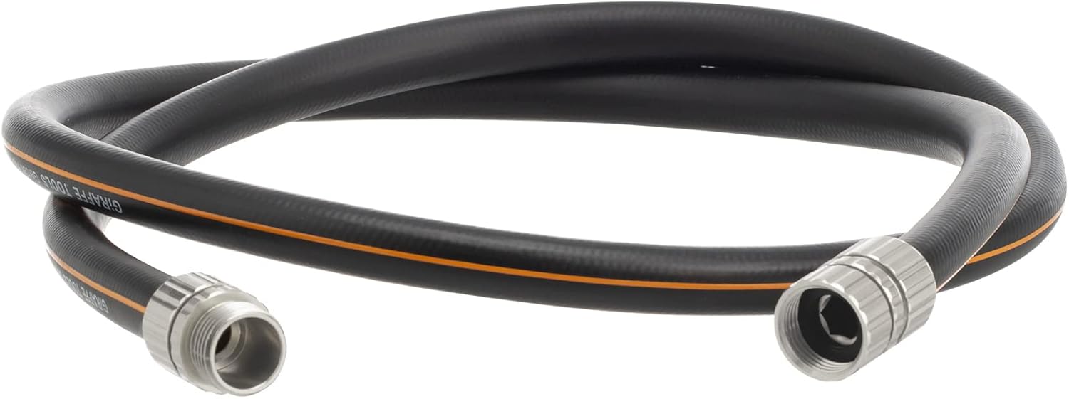 Giraffe Tools Leader Hose 5ft x 5/8", Custom Length, Heavy Duty, No Kink, Flexible, Rubber Garden Hose, Leakproof Water Hose with Male to Female Fittings, 600 Burst PSI