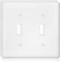 Decorator Wall Plate Double Toggle Light Switch Plate Outlet Cover,Unbreakable Polycarbonate Thermoplastic, White (4-Pack, Double Toggle-White)