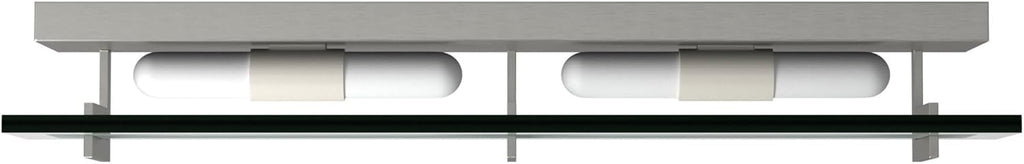 Hinkley Latitude Large Four Light Bath Vanity - Modern, Inside Etched Clear Glass Panel, Bulbs Included - Brushed Nickel Finish