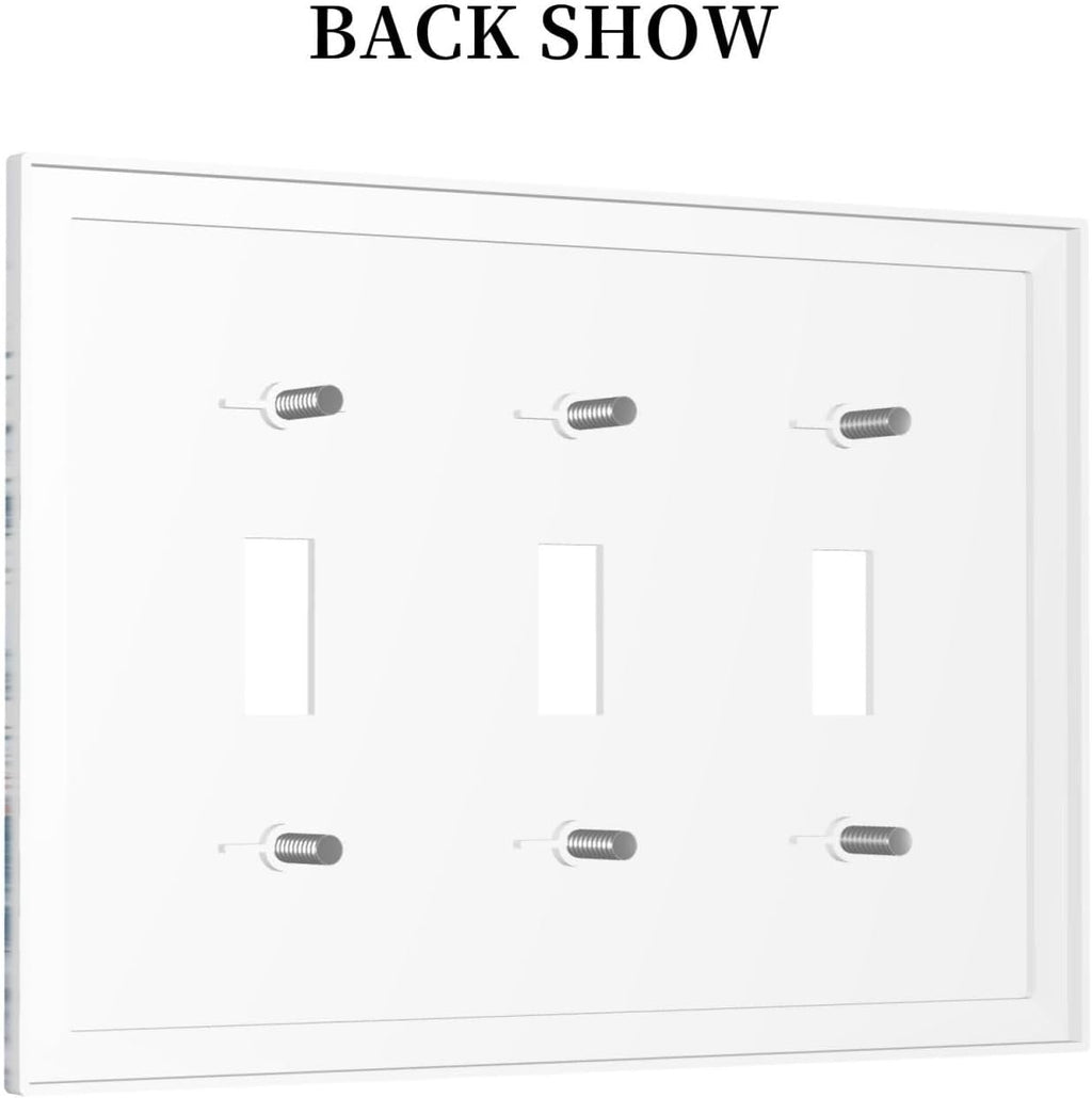 Decorative Switch Plates Ocean Coral Seahorse Seashell Starfish 3 Gang Wall Plate Triple Toggle Light Switch Cover Faceplate Electrical Wall Panels For Bathroom Home Decor