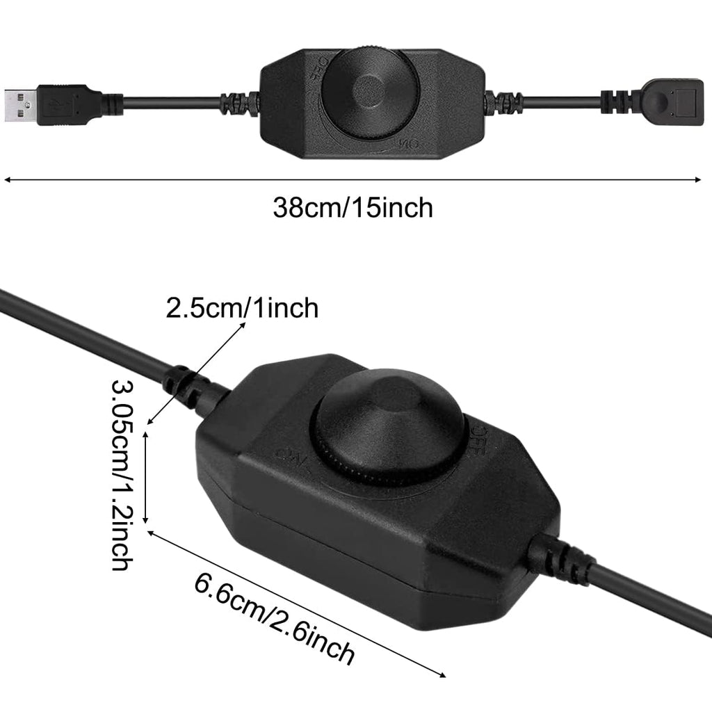 Onite 2-Pack USB Rotary Dimmer Switch with Knob, Current Adjustable Controller for 5V USB LED Strips, Lights, USB Fans (Black)