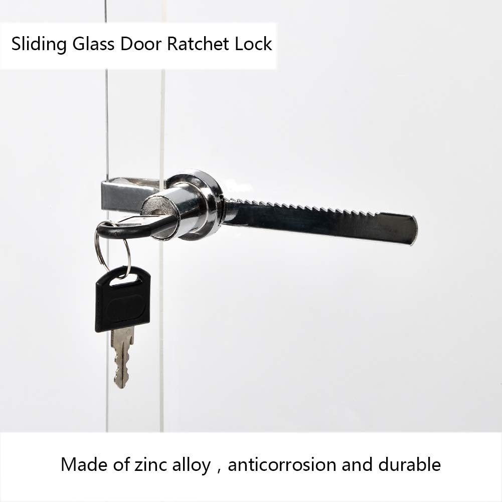 Sliding Glass Door Ratchet Lock Display Case Lock with Chrome Finish, Security, Keyed Alike Showcase Display (8 PC)