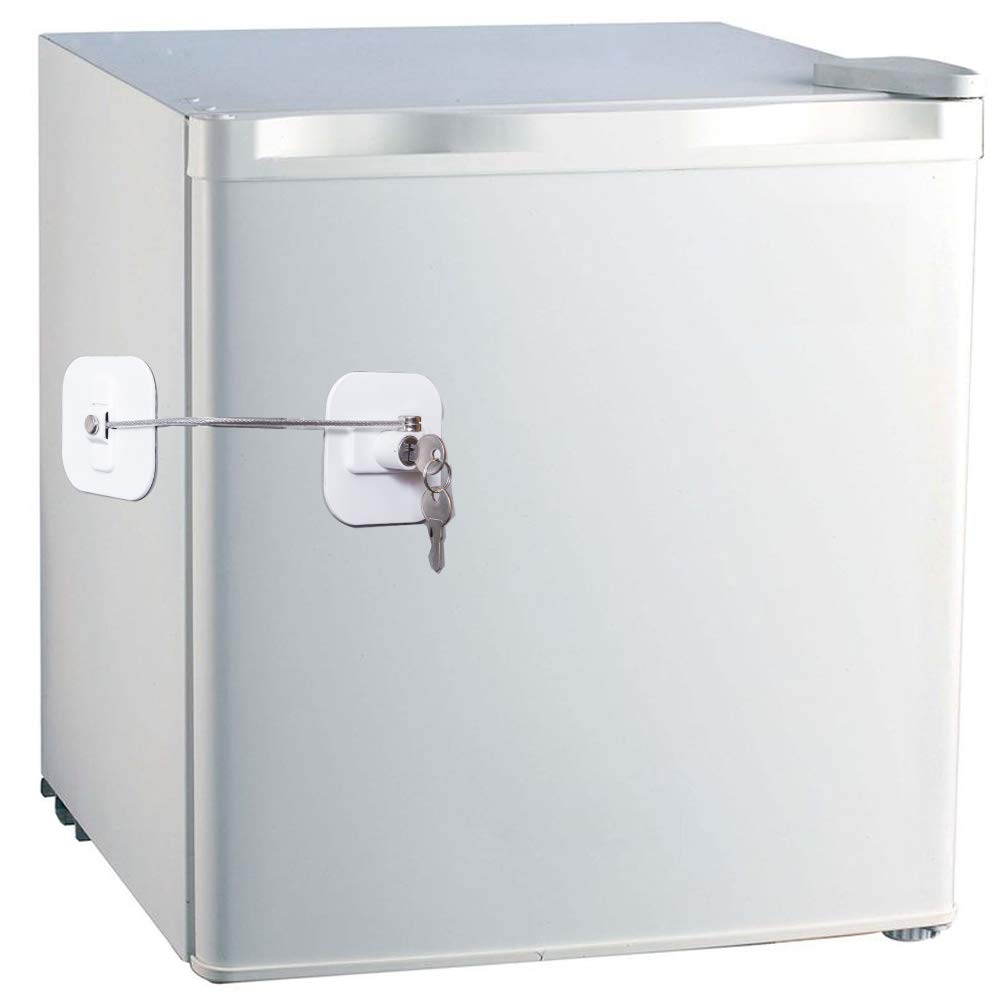 Fridge Lock,Refrigerator Locks,Freezer Lock with Key for Child Safety,Locks to Lock Fridge and Cabinets,White Fridge Lock